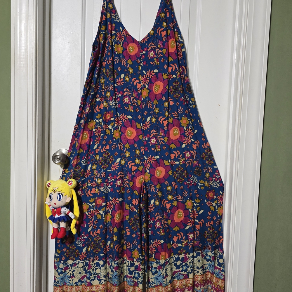 Floral Maxi Dress with Pink and Orange Accents